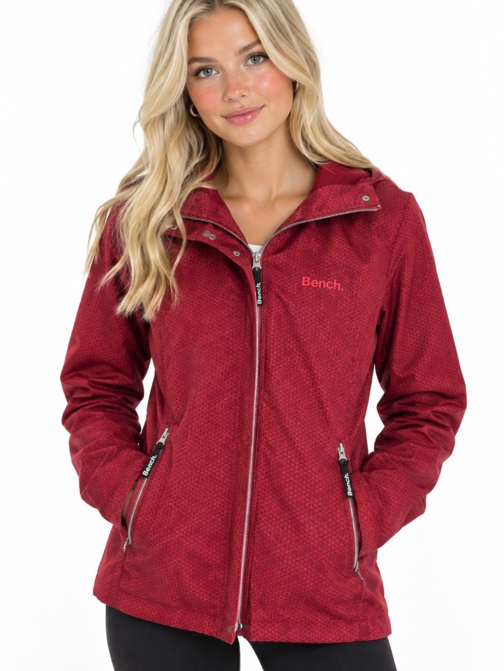 Bench Women's  Hooded Utility Jacket in Berry Red